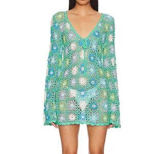 SHOW ME YOUR MUMU VACAY MINI COVERUP IN BLUE MULTI FLORAL